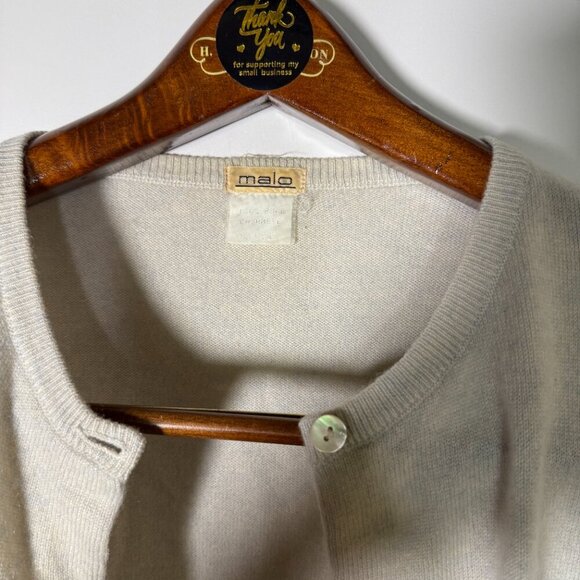 Malo 100% Cashmere Cardigan & Short Sleeve Sweater Cardigan Set Cream Sz Large - Picture 6 of 12